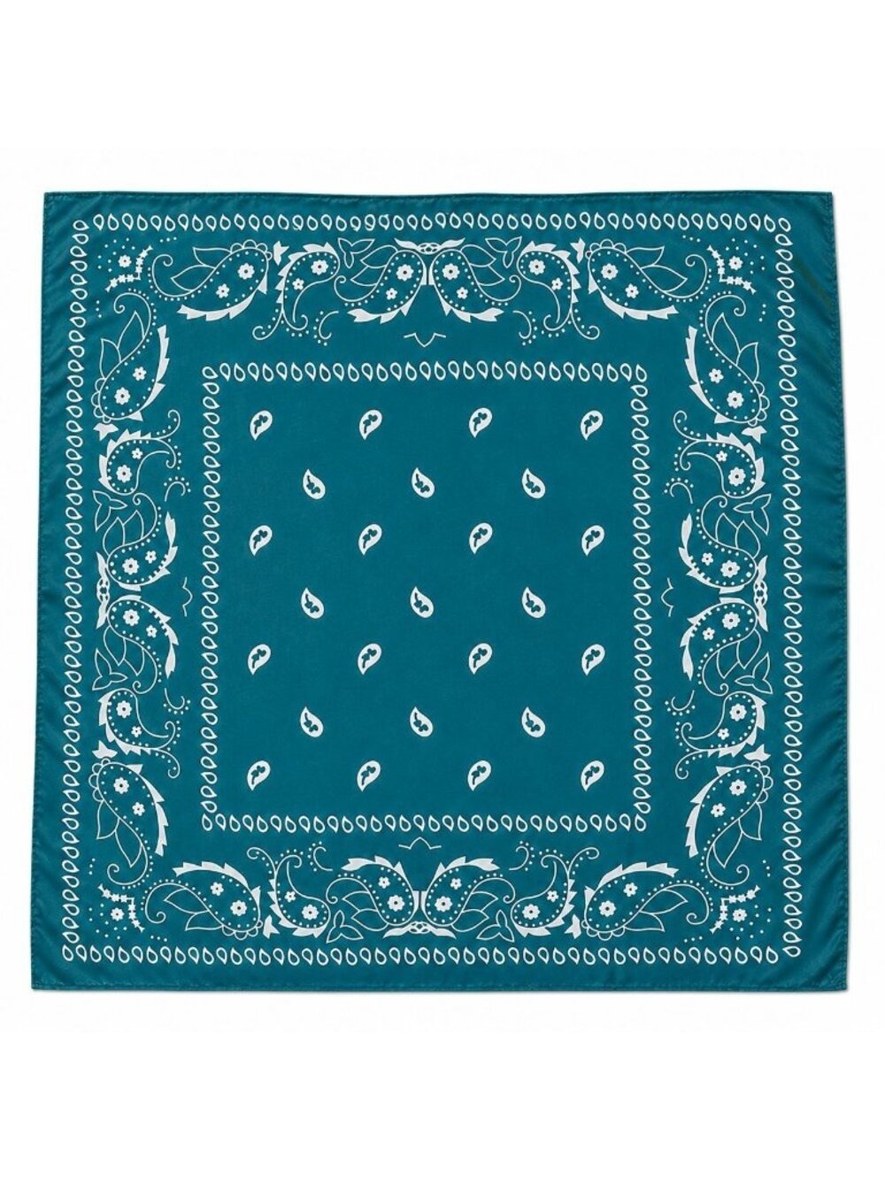 Teal Blue Paisley Bandana Scarf Large Satin Square Wrap 35x35